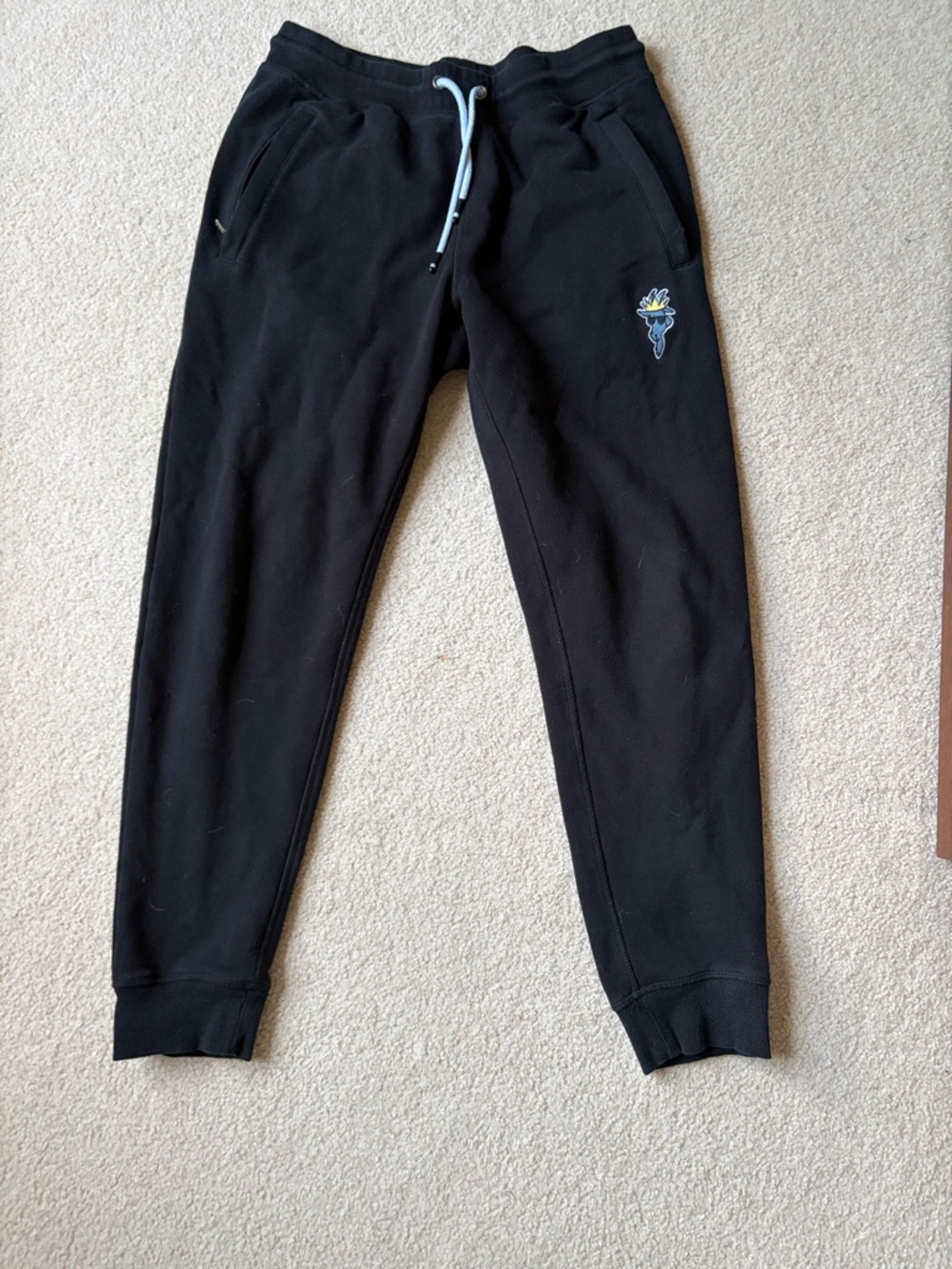 Kids Black GOAT USA Jogger Sweatpants with Light Blue Drawcord